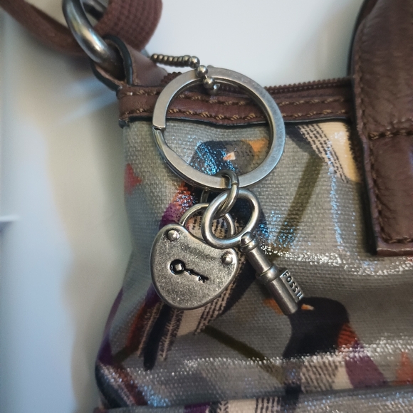 Fossil Key Per Bird Crossbody Bag Vinyl Charms Artsy Eclectic Bohemian - Picture 4 of 10